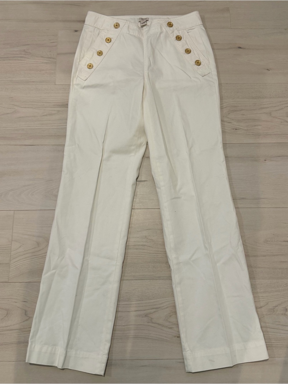 J.Crew White High-Rise Button Front Trousers